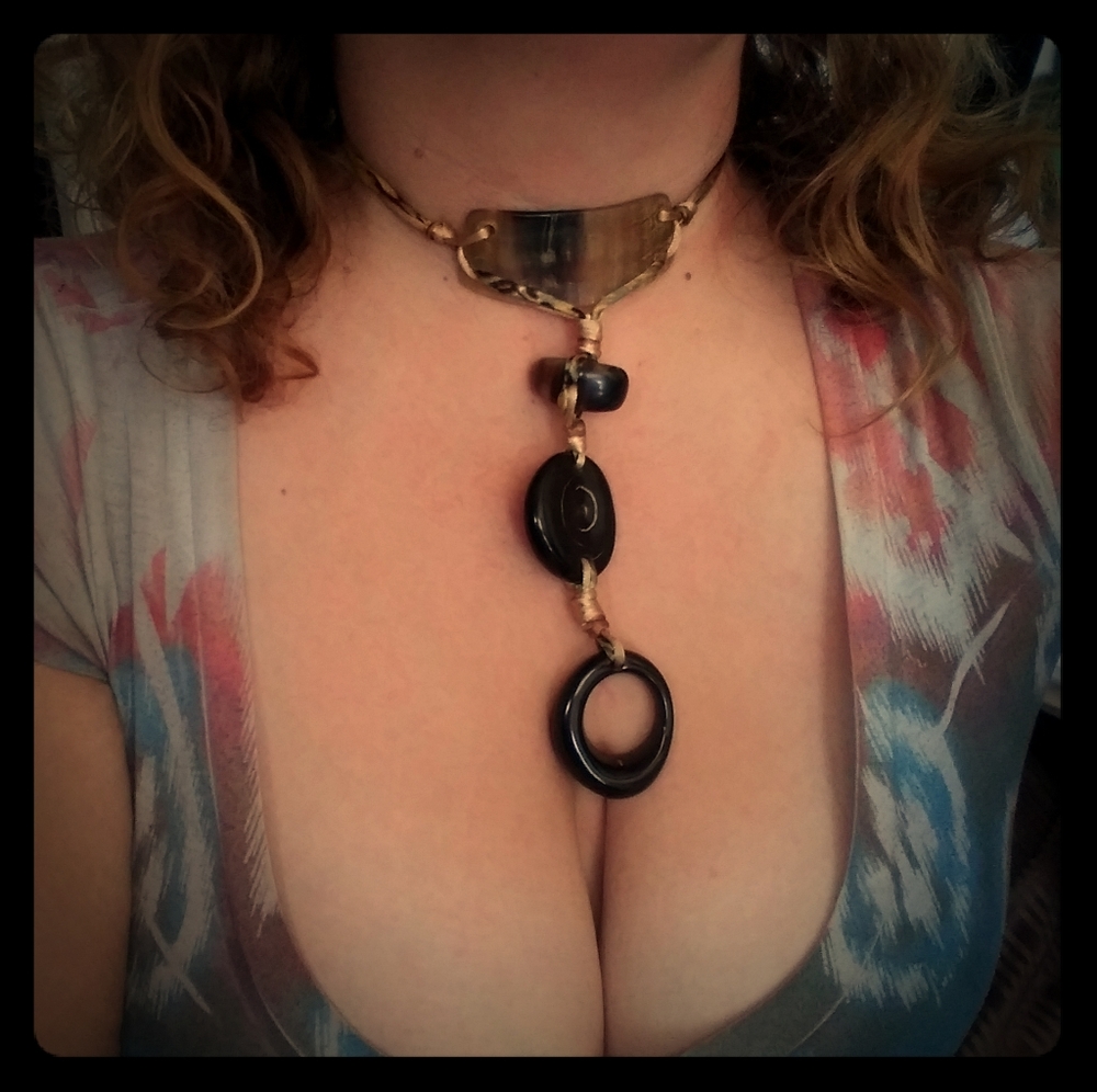 Hand-made green beadnecklace